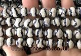 CAA6193 15 inches 12mm faceted round electroplated Tibetan Agate beads