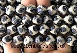 CAA6213 15 inches 12mm faceted round electroplated Tibetan Agate beads