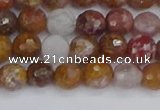 CAG9911 15.5 inches 6mm faceted round red moss agate beads