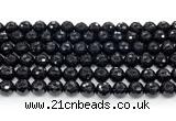 CON125 15.5 inches 8mm faceted round black onyx gemstone beads