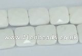 CAA04 15.5 inches 10*10mm faceted square white agate gemstone beads