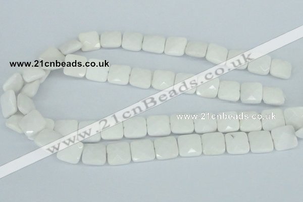 CAA04 15.5 inches 10*10mm faceted square white agate gemstone beads