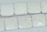 CAA05 15.5 inches 14*14mm faceted square white agate gemstone beads