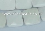 CAA06 15.5 inches 18*18mm faceted square white agate gemstone beads