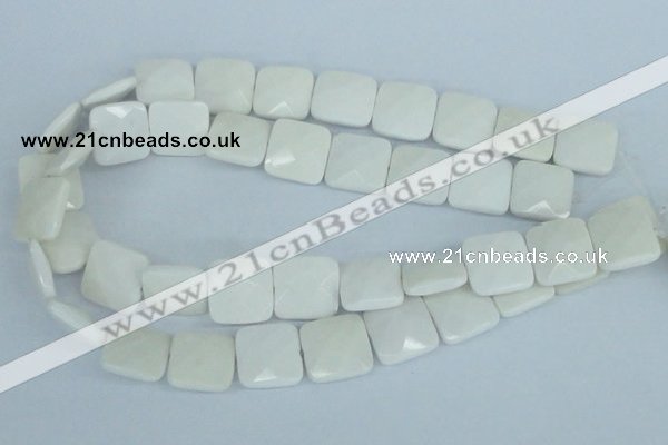 CAA06 15.5 inches 18*18mm faceted square white agate gemstone beads