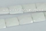 CAA07 15.5 inches 10*14mm faceted rectangle white agate gemstone beads