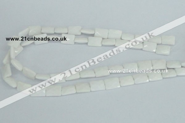 CAA07 15.5 inches 10*14mm faceted rectangle white agate gemstone beads