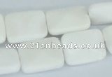 CAA08 15.5 inches 15*20mm faceted rectangle white agate gemstone beads