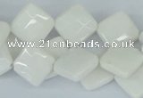 CAA09 15.5 inches 12*12mm faceted diamond white agate gemstone beads