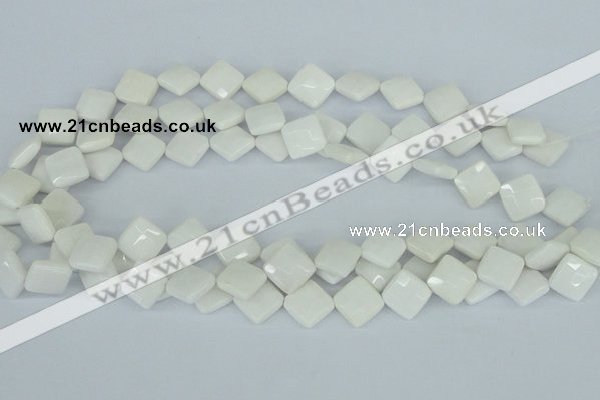 CAA09 15.5 inches 12*12mm faceted diamond white agate gemstone beads