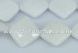 CAA10 15.5 inches 18*18mm faceted diamond white agate gemstone beads