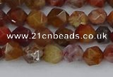 CAA1000 15.5 inches 6mm faceted nuggets red moss agate beads