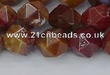 CAA1002 15.5 inches 10mm faceted nuggets red moss agate beads