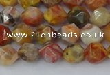 CAA1014 15.5 inches 6mm faceted nuggets red crazy lace agate beads