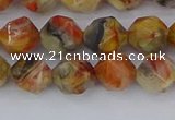 CAA1015 15.5 inches 8mm faceted nuggets red crazy lace agate beads