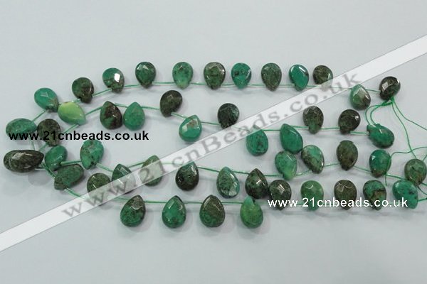 CAA102 15.5 inches 12*16mm briolette grass agate gemstone beads