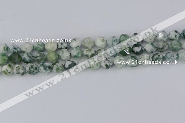 CAA1022 15.5 inches 10mm faceted nuggets tree agate beads