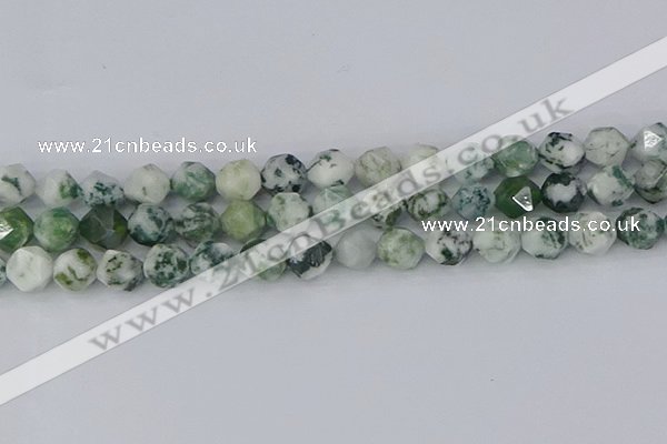 CAA1023 15.5 inches 12mm faceted nuggets tree agate beads