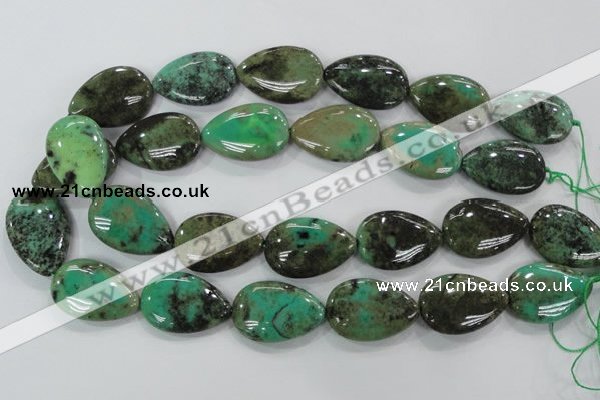 CAA104 15.5 inches 20*30mm flat teardrop grass agate gemstone beads