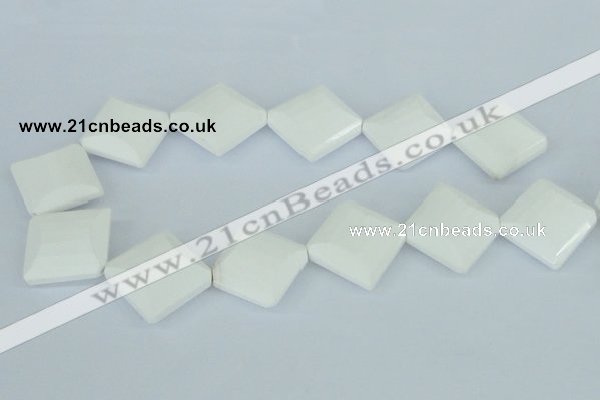 CAA11 15.5 inches 25*25mm faceted diamond white agate gemstone beads