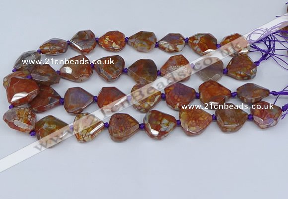 CAA1135 18*20mm - 25*35mm faceted freeform dragon veins agate beads