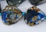 CAA1136 18*20mm - 25*35mm faceted freeform dragon veins agate beads