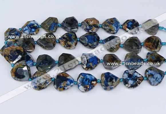 CAA1136 18*20mm - 25*35mm faceted freeform dragon veins agate beads