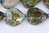 CAA1137 18*20mm - 25*35mm faceted freeform dragon veins agate beads