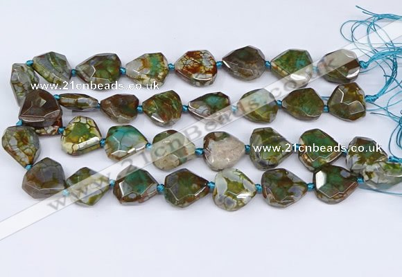 CAA1137 18*20mm - 25*35mm faceted freeform dragon veins agate beads