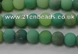 CAA1150 15.5 inches 4mm round matte grass agate beads wholesale