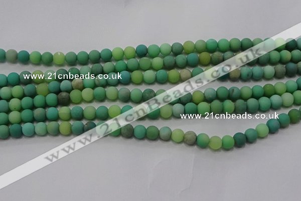 CAA1150 15.5 inches 4mm round matte grass agate beads wholesale