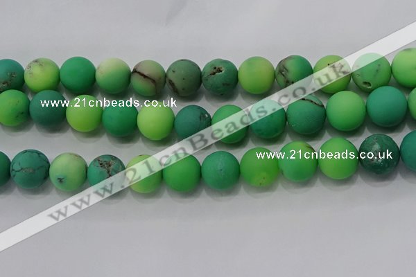 CAA1154 15.5 inches 12mm round matte grass agate beads wholesale