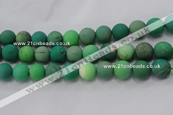 CAA1155 15.5 inches 14mm round matte grass agate beads wholesale