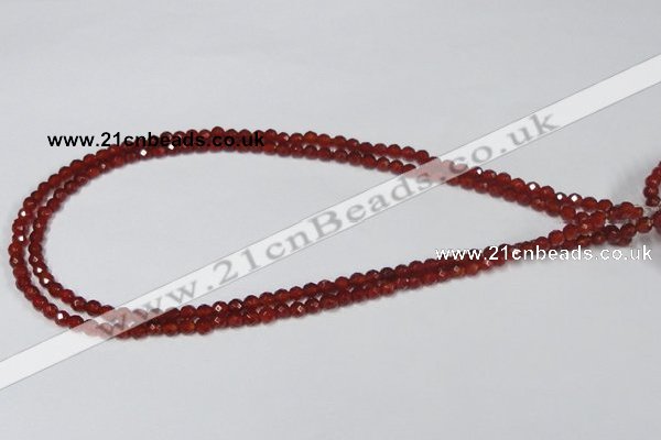 CAA117 15.5 inches 4mm faceted round red agate gemstone beads