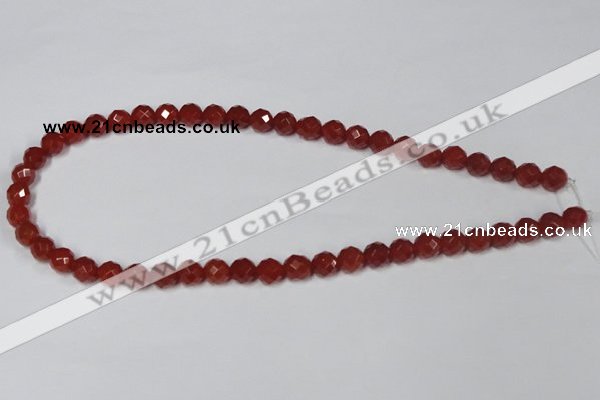 CAA118 15.5 inches 8mm faceted round red agate gemstone beads