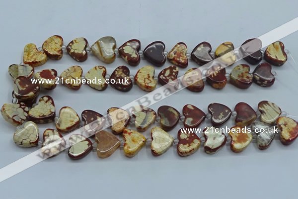 CAA1186 15.5 inches 16mm - 18mm heart dragon veins agate beads