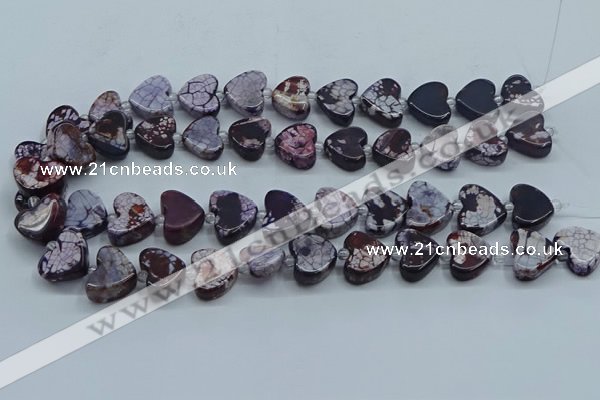 CAA1187 15.5 inches 16mm - 18mm heart dragon veins agate beads