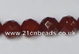 CAA119 15.5 inches 12mm faceted round red agate gemstone beads