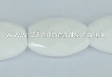 CAA12 15.5 inches 20*30mm faceted oval white agate gemstone beads