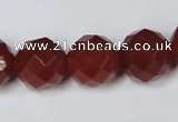 CAA120 15.5 inches 14mm faceted round red agate gemstone beads