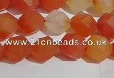 CAA1237 15.5 inches 8mm faceted nuggets matte red agate beads