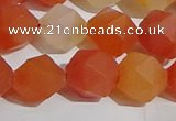 CAA1239 15.5 inches 12mm faceted nuggets matte red agate beads