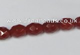 CAA125 15.5 inches 8*10mm faceted rice red agate gemstone beads