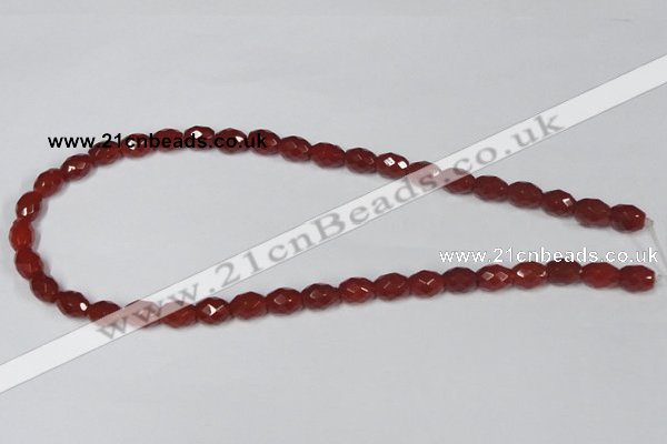 CAA125 15.5 inches 8*10mm faceted rice red agate gemstone beads