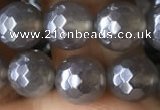 CAA1261 15.5 inches 8mm faceted round AB-color grey agate beads