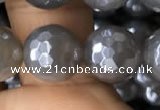 CAA1262 15.5 inches 10mm faceted round AB-color grey agate beads