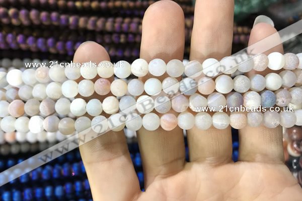 CAA1271 15.5 inches 6mm round matte plated druzy agate beads