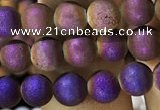 CAA1274 15.5 inches 6mm round matte plated druzy agate beads