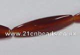 CAA128 15.5 inches 10*40mm rice red agate gemstone beads