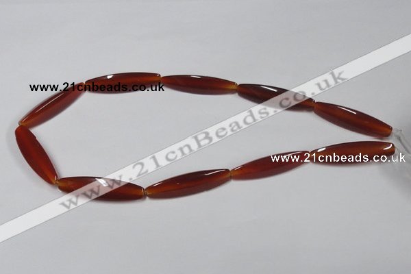 CAA128 15.5 inches 10*40mm rice red agate gemstone beads